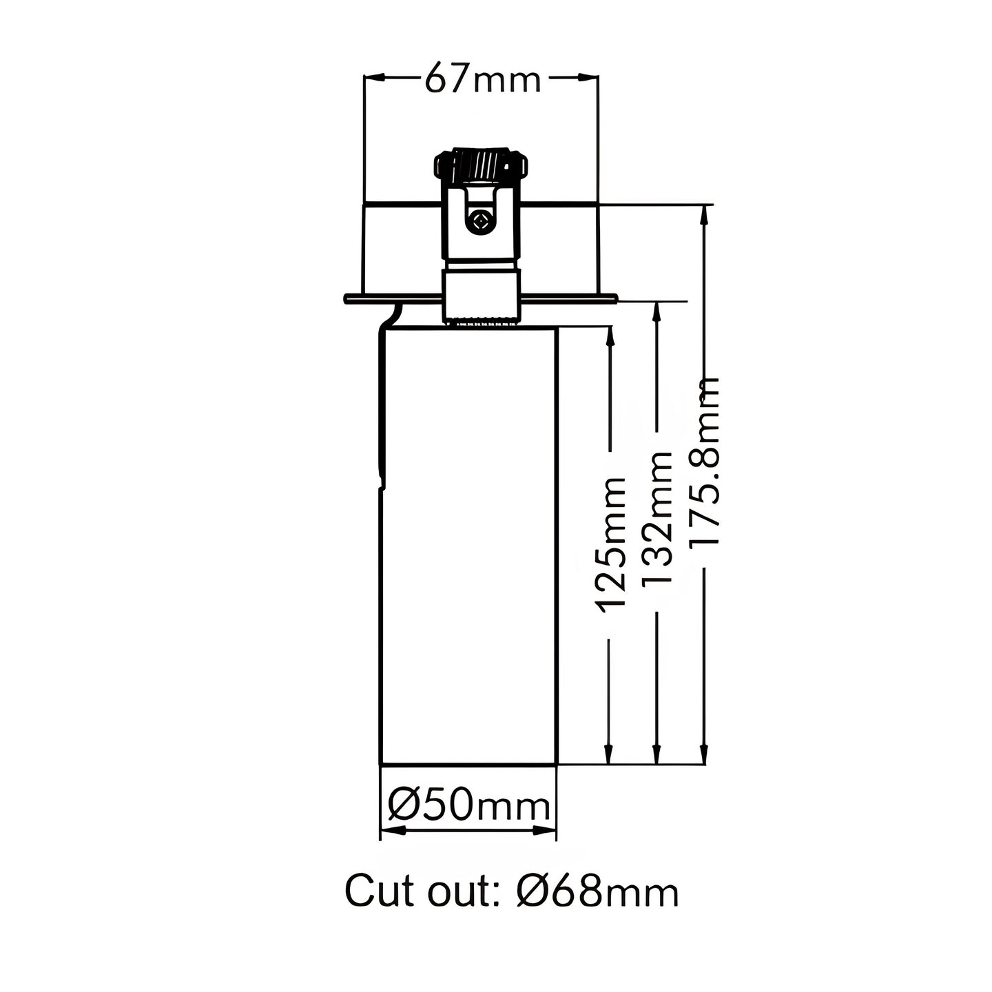 Charm Semi-Recessed Spot Black 10W 24D